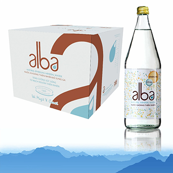 thùng nước alba 750ml có ga chai thủy tinh (thùng 16 chai)